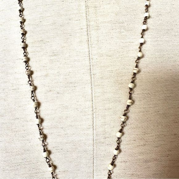 Long beaded Ethiopian cross chalcedony necklace - Picture 6 of 14